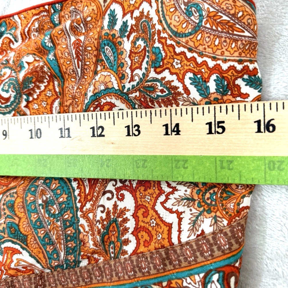 NWT Band of The Free Women's S Adella Orange Paisley Handkerchief Crop Top - Picture 14 of 16